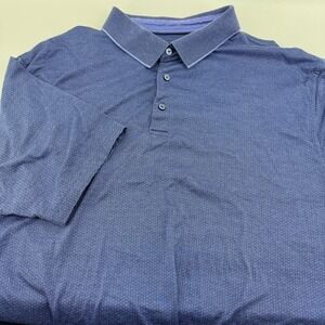 Jos A Bank Traveler Mens 2X Blue Geo Print Short Sleeve Polo Shirt